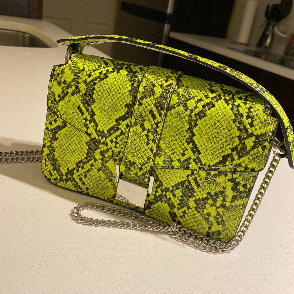 Small Neon Snake Print Crossbody Bag